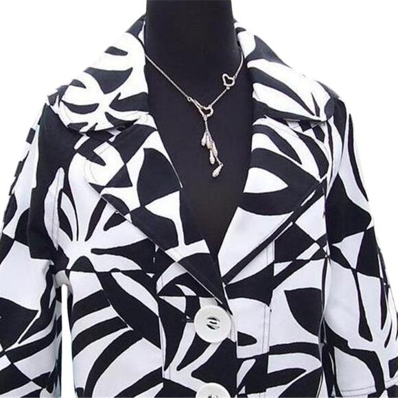 Cache Luxe Black White Lined Event Top Jacket Jackie-o Classic Swing NWT $158 - Picture 2 of 5